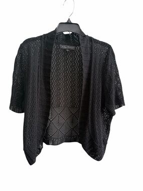 Jessica Howard Black Openwork Short Sleeve Cardigan Shrug